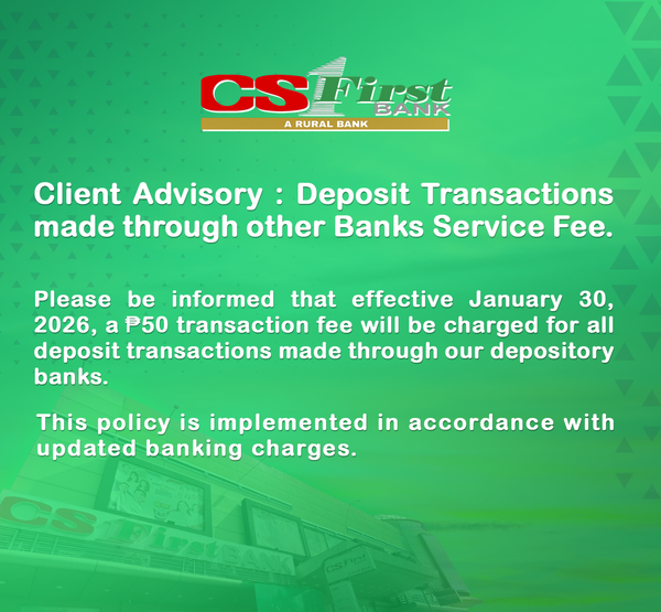 Client Advisory : Deposit transactions made through other banks service fee.